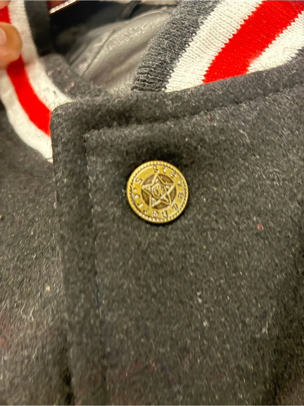 Steve & Barry's Black and Red Carnegie Mellon Varsity Bomber Jacket